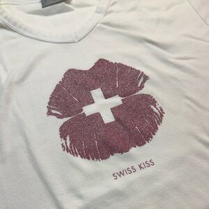 Vintage Swiss Kiss White Cotton Tee